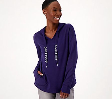 Belle by Kim Gravel French Terry Hoodie with Jeweled Ties