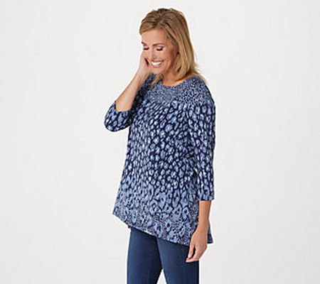 Belle by Kim Gravel Hi-Low Animal Print Knit Top