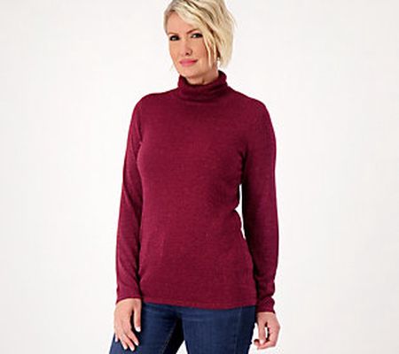 Belle by Kim Gravel Jersey Lurex Turtleneck Sweater