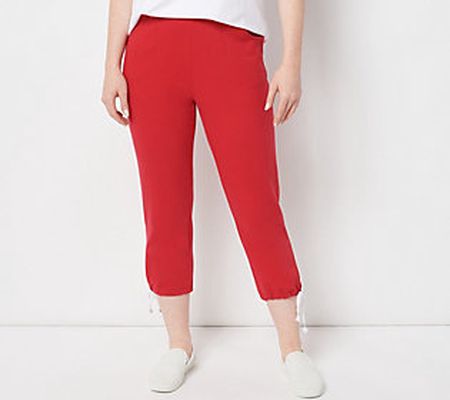 Belle by Kim Gravel Petite French Terry Cropped Pants w/ Rope