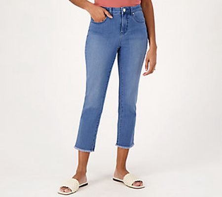 Belle by Kim Gravel Petite Primabelle CropJeans w/Frayed Hem