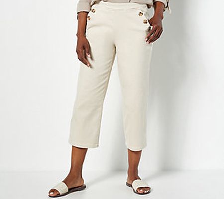 Belle by Kim Gravel Petite Twill TripleLuxe Wide Leg Pant