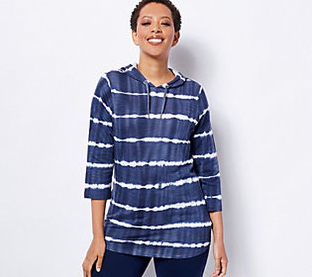 Belle by Kim Gravel Slub Knit 3/4-Sleeve Hoodie with Pockets