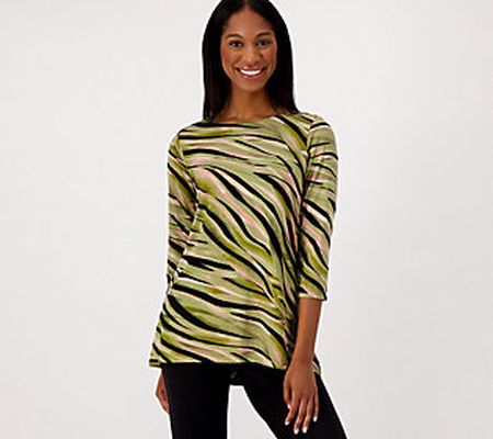 Belle by Kim Gravel Tiger Print 3/4-Sleeve Knit Top