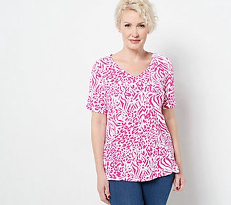 Belle by Kim Gravel TripleLuxe Knit Mixed Animal V-Neck