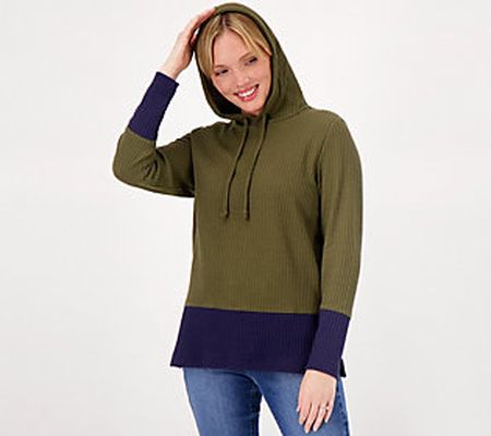 Belle by Kim Gravel Waffle Colorblock Hooded Top