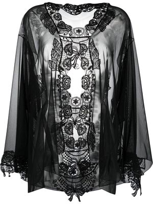 Belle Et Bon Bon Bisoux Venetian lace robe - Black