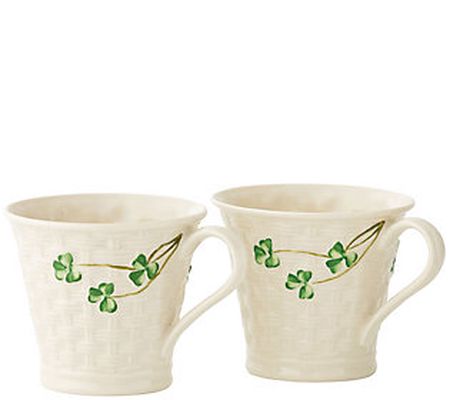 Belleek Classic Basketweave Set of 2 Mugs
