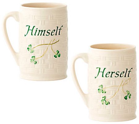 Belleek Classic Himself & Herself Set of 2 Mugs