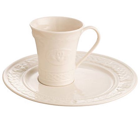 Belleek Pottery Claddagh Mug & Tray Set