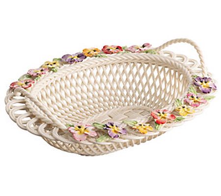 Belleek Pottery Pansy Oval Basket