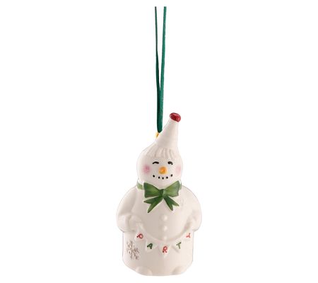 Belleek Pottery Party Snowman Hanging Ornament
