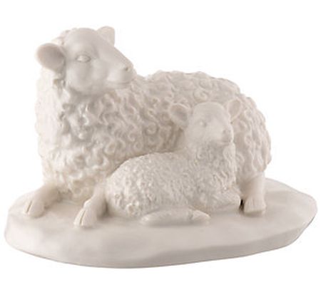 Belleek Pottery Sheep and Lamb Ornament