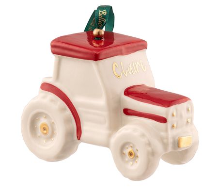 Belleek Pottery Tractor Ornament - Red
