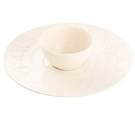 Belleek Pottery Trinity Knot Chip and Dip Set