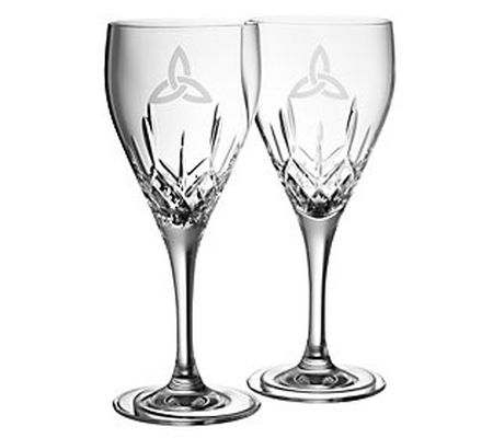 Belleek Pottery Trinity White Wine Glass Pair