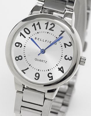 Bellfield link bracelet watch in silver