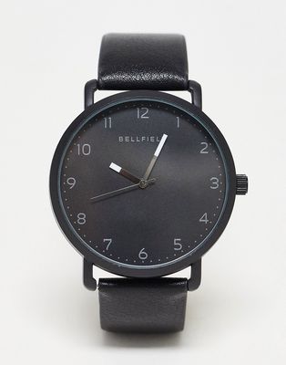 Bellfield minimal tonal watch in black-Silver