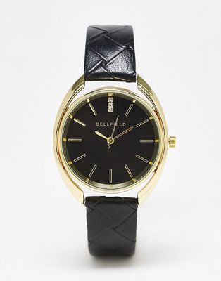 Bellfield quilted strap watch in black