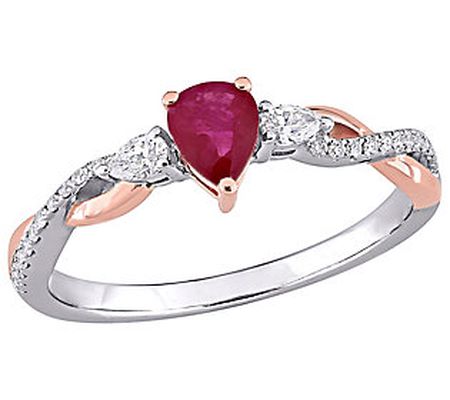 Bellini 0.45 cttw Ruby & 0.15 cttw Diamond Ring , 14K Gold