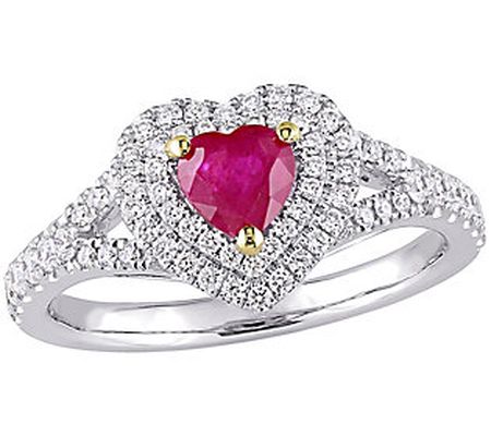 Bellini 0.55 cttw Ruby & 0.40 cttw Diamond Halo Ring, 14K