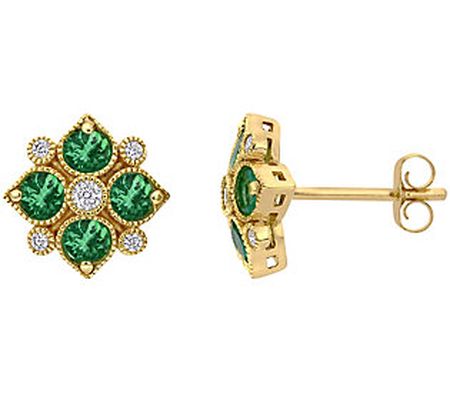 Bellini 0.70 cttw Emerald & 1/10 cttw Diamond S tud Earrings