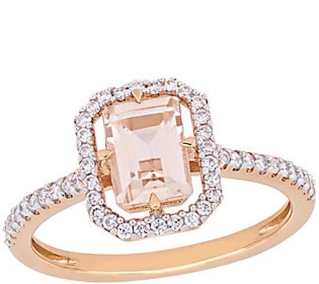 Bellini 0.90 cttw Morganite & 1/5 cttw Diamond Halo Ring