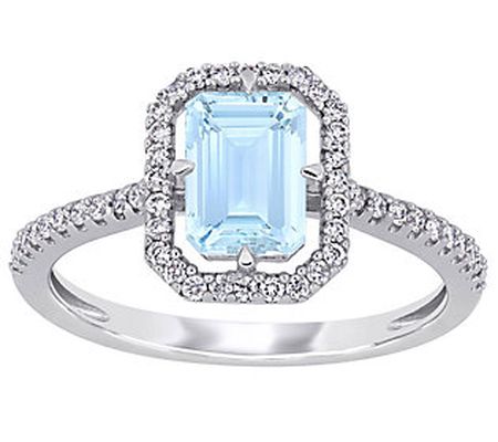 Bellini 0.95 cttw Aquamarine & 1/5 cttw Diamond Halo Ring