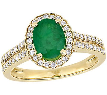 Bellini 1.20 cttw Emerald & 3/10 cttw Diamond E gagement Ring