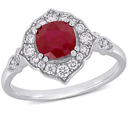 Bellini 1.20 cttw Ruby & 1/3 cttw Diamond Halo Ring