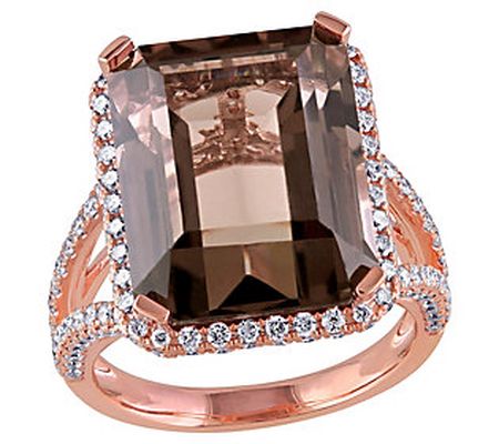 Bellini 12.45 cttw Quartz and 1.45 cttw Diamond Halo Ring