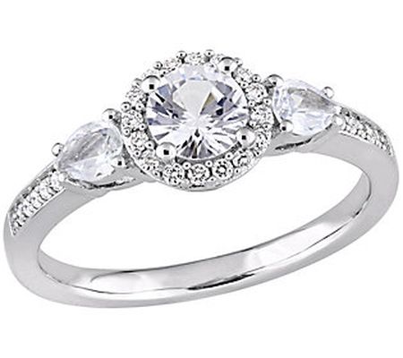 Bellini 14K 0.95 cttw White Sapphire & 0.10 ctt w Diamond Ring