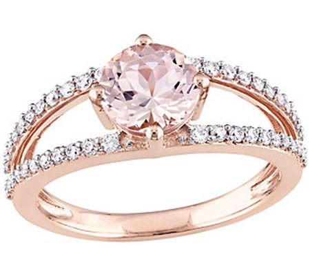 Bellini 14K 1.15 cttw Morganite & 1/4 cttw Diam ond Ring