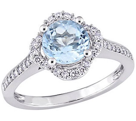 Bellini 14K 1.55 cttw Blue Topaz & 0.25 cttw Di amond Ring