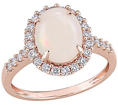 Bellini 14K 1.65 cttw Opal & 0.40 cttw Diamo nd Halo Ring