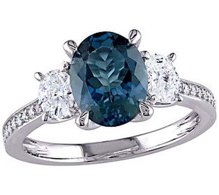 Bellini 14K 2.50 cttw Blue Topaz & 6/10 cttw Di amond Ring