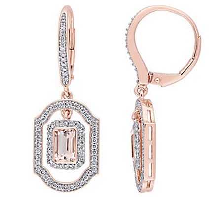 Bellini 14K Gold 1.10 cttw Morganite & Diamond Earrings