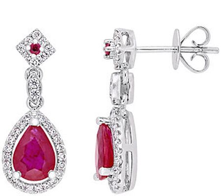 Bellini 14K Gold 1.75 cttw Ruby & Diamond Pear Drop Earrings