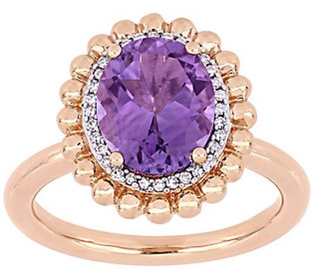 Bellini 14K Gold 2.20 cttw Amethyst & Diamond A ccent Halo Ring