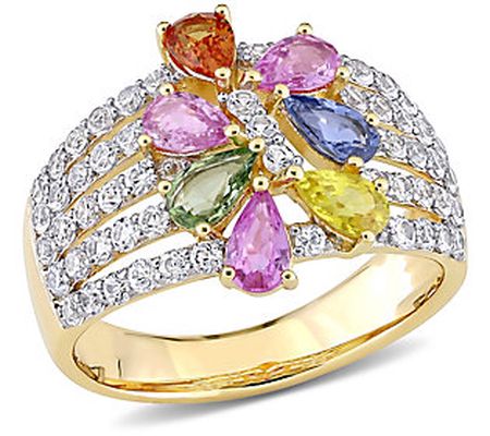 Bellini 14K Gold 2.90 cttw Colors of Sapphire R ing