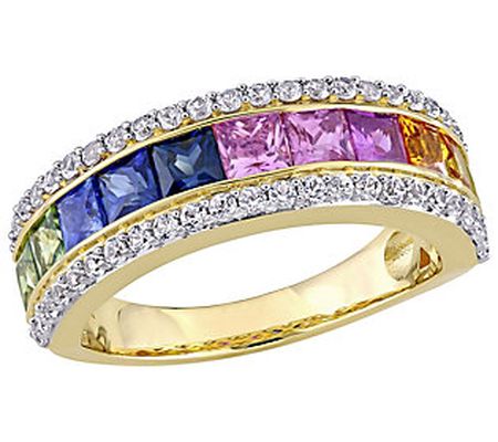 Bellini 14K Gold 3.00 cttw Multi-Color Sapp hir e Ring