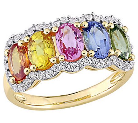 Bellini 14K Gold 3.30 cttw Multi-Color Sapphire Ring