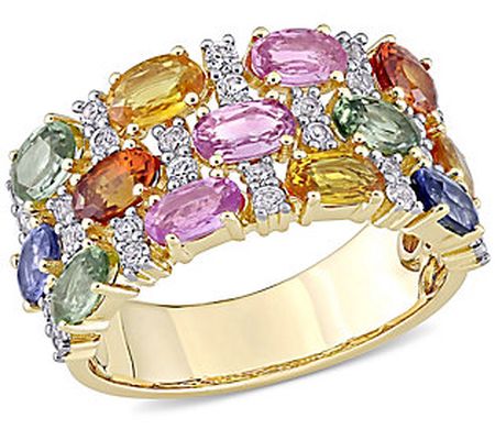 Bellini 14K Gold 4.30 cttw Colors of Sapphi re Ring