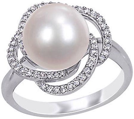 Bellini 14K Gold Cultured Pearl & 0.20 cttw Dia mond Ring