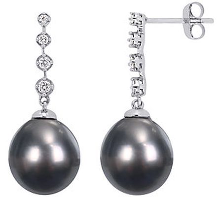Bellini 14K Tahitian Cultured Pearl & Diamond E arrings