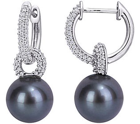 Bellini 14K Tahitian Pearl & 0.50 cttw Diamond Earrings