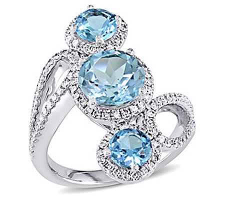 Bellini 18K Gold 3.70 cttw Blue Topaz & 1/2 ctt w Diamond Ring
