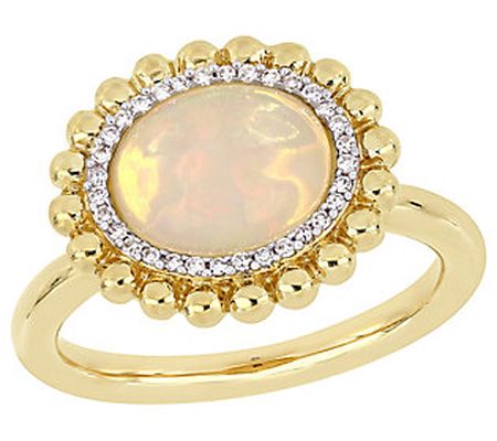 Bellini 2.00 cttw Ethiopian Opal & Diamond Ha l o Ring, 14K