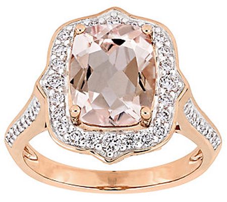 Bellini 2.65 cttw Morganite & 5/8 cttw Diamond Halo Ring