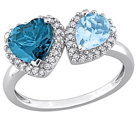 Bellini Blue Topaz & 0.20 cttw Diamond Ring, 14K Gold